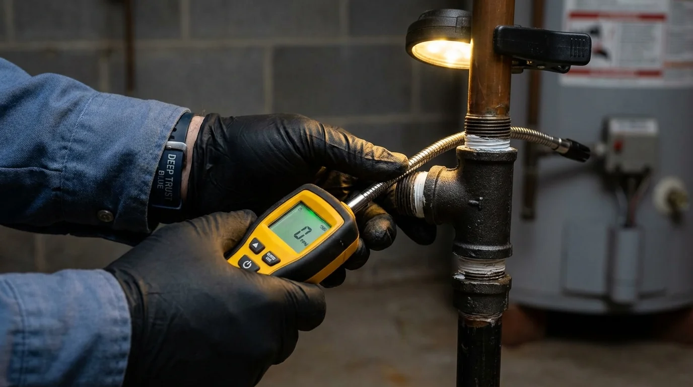 Gas leak detection with electronic sniffer by Johns Plumbing LLC in Maxton